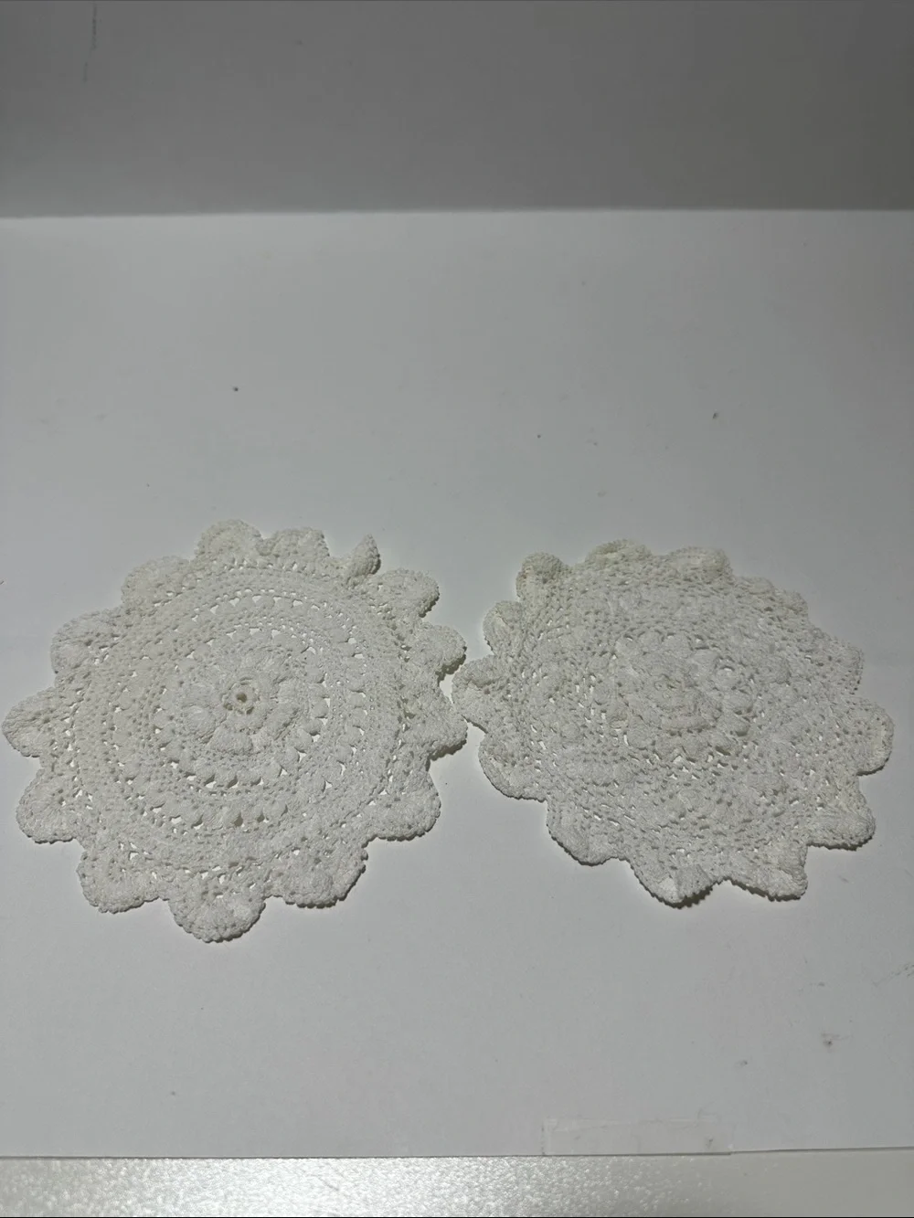 Vintage Cottagecore Lace & Crochet Doily Bundle Eyelet Ruffle Bolster Pillow Set